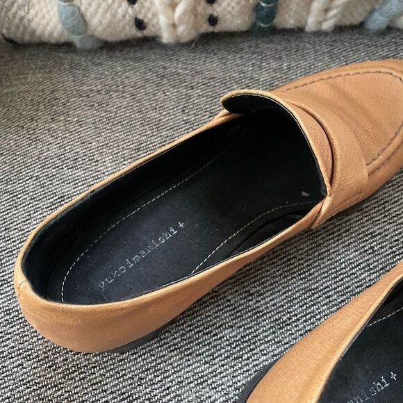 Textured leather heeled loafer 40 TAN - Picture 8 of 14